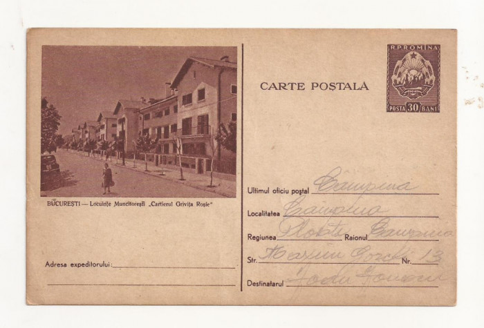 RF25 -Carte Postala- Bucuresti, Cartierul Grivita Rosie, circulata