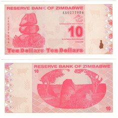 SV * Zimbabwe 10 DOLARI / TEN DOLLARS 2009 AUNC+