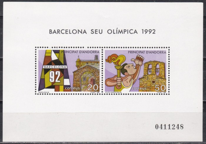 Andorra spaniola 1987 - Jocurile Olimpice - Barcelona &#039;92, Colita, MNH