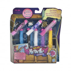 Angro 100 buc. x Munitie Nerf Rebelle Charmed Dart Refill Pack Hasbro 8 proiectile spuma multicolor si 3 medalioane Rebelle foto