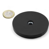 Magnet neodim oala cauciucat &Oslash;66 mm, cu gaura ingropata, putere 25 Kg