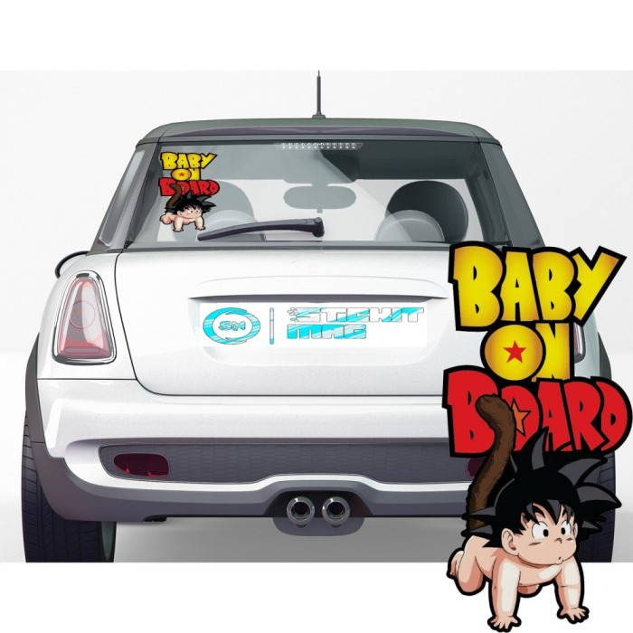 Sticker , zBaby on Board, Goku , Autocolant Anime Amuzant pentru Masina