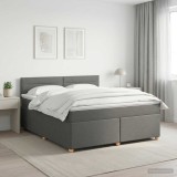 Cumpara ieftin Pat boxspring cu saltea Gri inchis 160 x 200 cm Tesatura