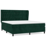 Cumpara ieftin Pat box spring cu saltea, verde inchis, 160x200 cm, catifea
