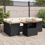 Cumpara ieftin Gossi set canapele de gradina cu perne, 7 piese, negru, poliratan