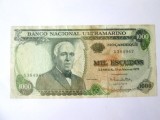 Rara! Mozambic 1000 Escudos 1972 fara supratipar,mult mai rara decat cea tiparita cu Banco de Mocambique!