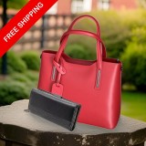 Set Cadou Femei MIRAGE DELUXE: Geanta Piele Naturala Italia si Portofel Elegant La Scala Luxury