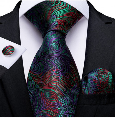 Set cravata + batista + butoni - matase - model 173 foto