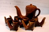 Set ceramica pentru servire rachiu sau țuică - vintage