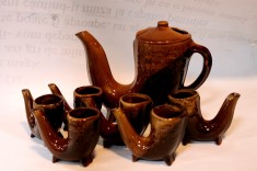 Set ceramica pentru servire rachiu sau țuică - vintage