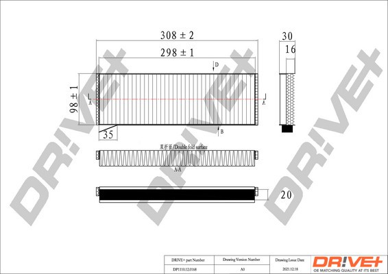 Dr!ve+ DP1110.12.0168 Filtru, aer habitaclu