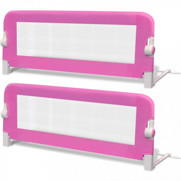 Balustradă de protecție pat copii, 2 buc., roz, 102x42 cm