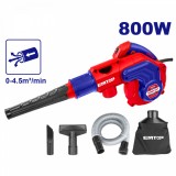 Suflanta cu Aspirator EMTOP EABR8001, 800W, Viteza Variabila 0-15000rpm, 4.5m&sup3;/min, Set Suplimentar Perii Motor, Sac de Praf, Tub Flexibil si 2 Duze,