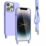 Lemontti Husa Silicon cu Snur iPhone 13 Pro Mov (protectie 360&deg;, material fin, captusit cu microfibra)