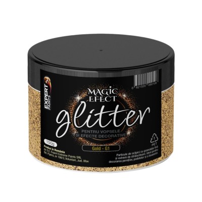 Fulgi colorati cu sclipici pentru vopsele si efecte decorative, interior, Magic Efect glitter, gold G1 / auriu, 150 g foto