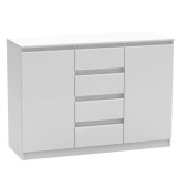 Cumpara ieftin Comoda cu 2 usi si 4 sertare din mdf alb Hany 134x49x95 cm