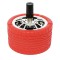Scrumiera metalica Pufo Angry Wheel, antivant cu buton, 10 cm, rosu/ argintiu