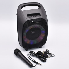 Boxa portabila karaoke, USB, Bluetooth, 12W, Radio FM, Microfon, Led Speaker –