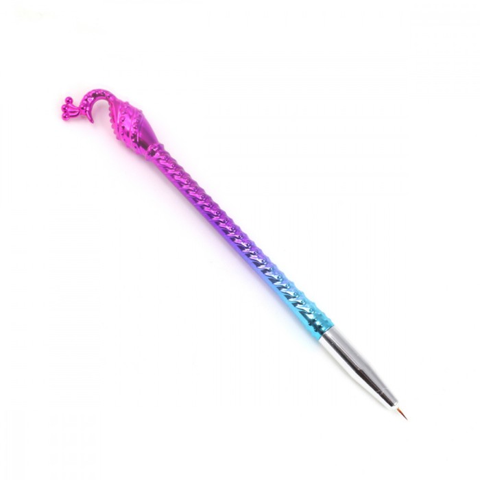 Pensula unghii, par artificial, pentru pictura pe unghii, forma paun, marime 000, camelion