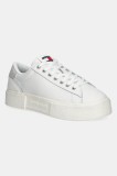 Tommy Jeans sneakers din piele TJW FLATFORM SNEAKER culoarea alb, EN0EN02698