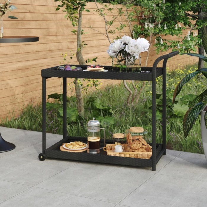 Gossi carucior de bar, negru, 100x45x83 cm, poliratan