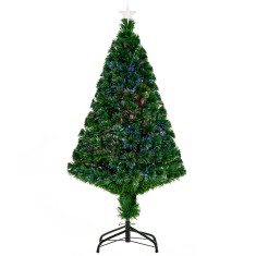 Brad de Craciun cu Fribra Optica si Suport din PVC Foarte Des, decoratiune de craciun, brad &Phi;60&times;120cm HOMCOM | Aosom Romania