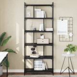 Biblioteca cu 6 niveluri, negru, 76x32x192 cm, lemn prelucrat GartenMobel Dekor, vidaXL