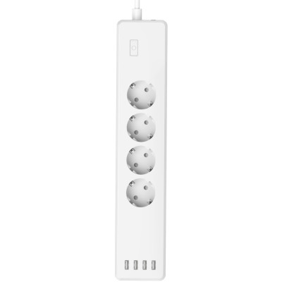 Prelungitor inteligent Hama 00176574, Wi-Fi, 4 prize, 4 porturi USB, protectie suprasarcina, compatibil Amazon Alexa/Google Assistant, cablu 1.7m, Alb foto