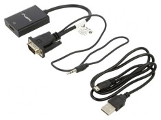 Adaptor HDMI cu Jack 3,5mm și VGA, 0,2m, negru
