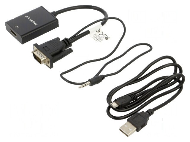 Adaptor HDMI cu Jack 3,5mm și VGA, 0,2m, negru