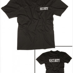 TRICOU CU MANECA SCURTA NEGRU CU IMPRIMEU SECURITY (FATA-SPATE)