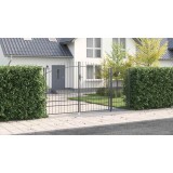 Poarta de Grădină cu V&acirc;rf &icirc;n Formă de Lance Gri 195 x 400 cm, din oțel.