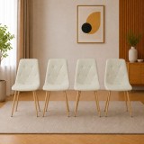 Set 4 scaune dining Artool Libra, bej, textil si metal natur