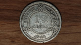 Honduras britanic / Belize -moneda argint ultra rara- 10 cents 1943 - tiraj 20k