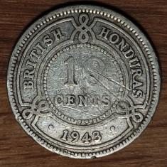 Honduras britanic / Belize -moneda argint ultra rara- 10 cents 1943 - tiraj 20k