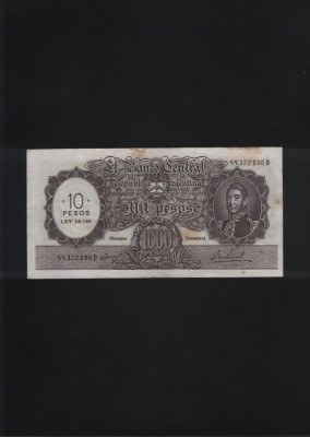 Rar! Argentina 10 pesos / 1000 Pesos 1969 seria99322000 foto