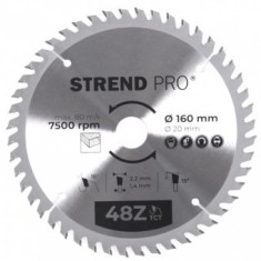 Disc pentru fierastrau circular Strend Pro TCT 160x2.2x20 / 16 mm, 48T, pentru lemn