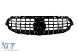 Grila tip GT crom/neagra potrivita pentru Mercedes E-Class W213 sedan, S213 break, C238 coupe, A238 cabrio dupa 2020 cu deschidere pentru camera pentr