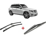 Cumpara ieftin Set 3 stergatoare MERCEDES-BENZ GLK-CLASS (X204) din 2008 - 2015, pentru parbriz si luneta fata si spate auto, Bosch Twin, din cauciuc siliconat rezis
