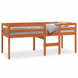VidaXL Pat &icirc;nalt de dormitor, maro ceruit, 90x200 cm, lemn masiv pin