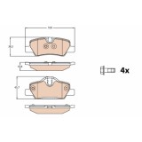 Set placute frana spate TRW, Mini Mini (F55), 09.2013-, Mini (F56), 12.2013-, Mini Cabriolet (F57), 11.2014-, spate; puntea spate