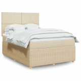 vidaXL Pat box spring cu saltea, crem, 160x200 cm, material textil 3292105