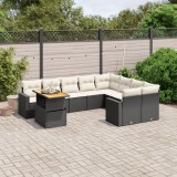 Gossi set canapele de gradina cu perne, 10 piese, negru, poliratan