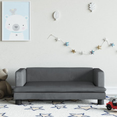 Canapea pentru copii, gri închis, 80x45x30 cm, catifea GartenMobel Dekor