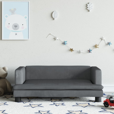 Canapea pentru copii, gri &amp;icirc;nchis, 80x45x30 cm, catifea GartenMobel Dekor foto