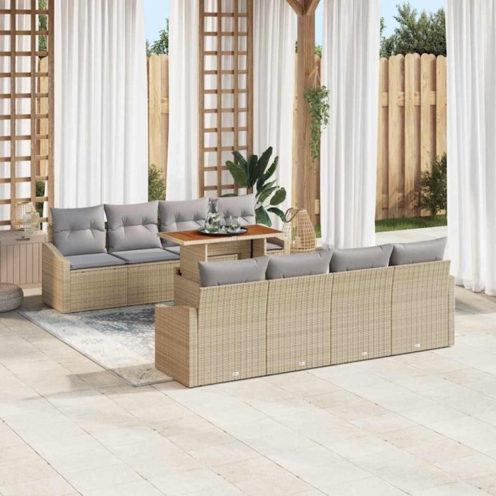 Set de masă pentru grădină cu pernă Bej, Gri 100 x 55 x 73 cm