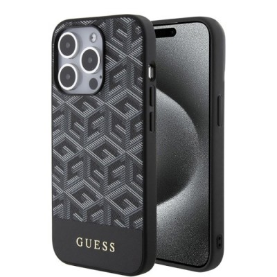 Husa pentru iPhone 15 Pro - Guess GCube Stripes MagSafe (GUHMP15LHGCFSEK) - Black foto