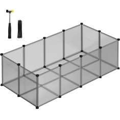 SONGMICS Tarc pentru animale de companie, din plastic, DIY, configurabil, 143x73x46cm, gri Household NewTrend foto
