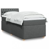 VidaXL Pat box spring cu saltea, gri &icirc;nchis, 80x200 cm, textil 3288815