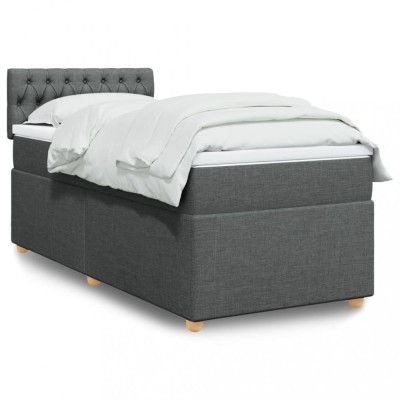 vidaXL Pat box spring cu saltea, gri &amp;icirc;nchis, 80x200 cm, textil 3288815 foto